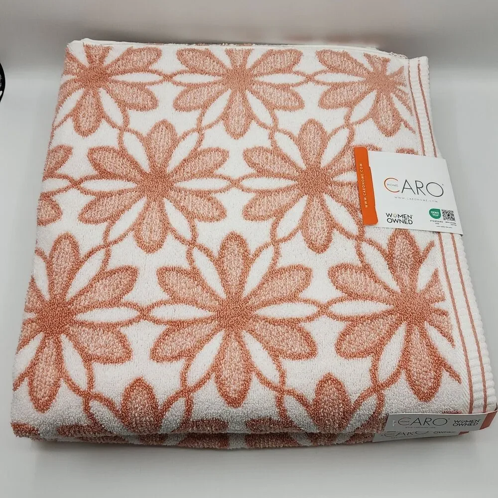 Caro Home 6pc Daisydays Cotton‎ Bath Towel Set 2Bath 2Hand 2Tip Rose And White
